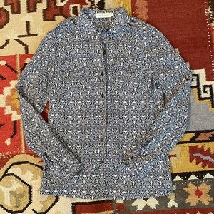 Tory Burch Button Up Shirt Navy Blue 2 Cotton EUC!